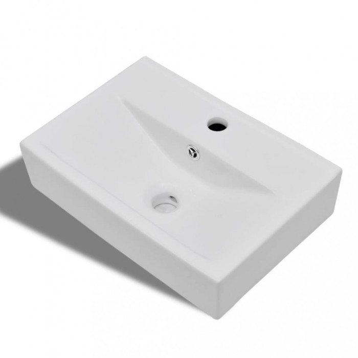Chiuveta baie alb ceramica dreptunghiular loc robinet/preaplin