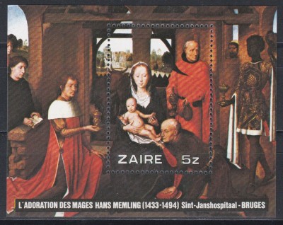 Zair 1979 - Crăciun - Adorarea celor trei Regi, pictura de Memling (vezi descrierea), MNH foto