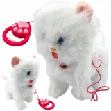 Pisică interactivă de pluș cu lesă, care merge, miaună și dă din coadă 3+