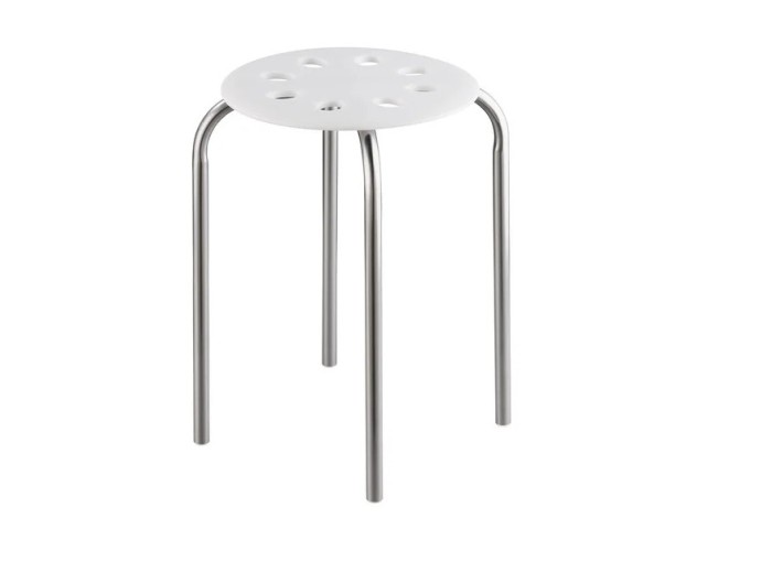 Taburet din plastic fara spatar Livarno home, 37 x 45 x 37 cm, alb
