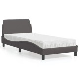 Cumpara ieftin Pat cu saltea, gri, 80x200 cm, piele ecologică