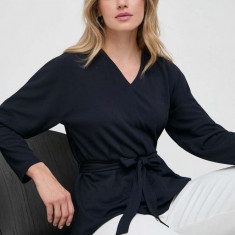 Max Mara Leisure bluza femei, culoarea albastru marin, neted