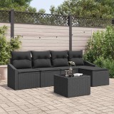 VidaXL Set de canapele pentru grădină 6 pcs Negru Rattan poli 3346693