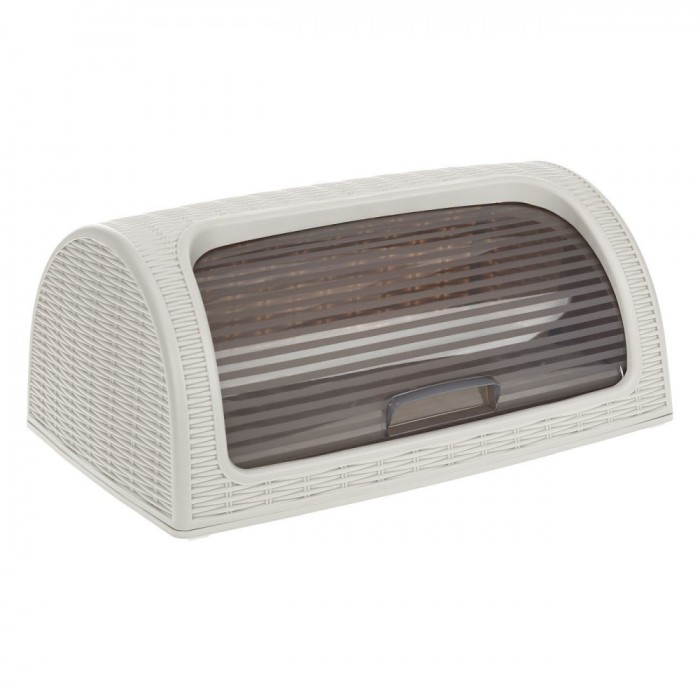 Cutie pentru P&acirc;ine, Model Impletit, Fereastră Semitransparentă, Culoare Ecru, Dimensiuni 42x26x19cm