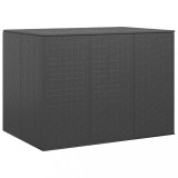 VidaXL Ladă de perne pentru grădină, negru, 145x100x103 cm, PE ratan