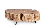 Masuta cafea cu picioare fier negru blat lemn natur Eneas 90 cm x 90 cm x 30 h
