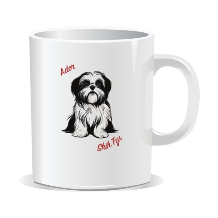 Cana personalizata cu mesaje pentru iubitorii de caini, Ador shih tzu