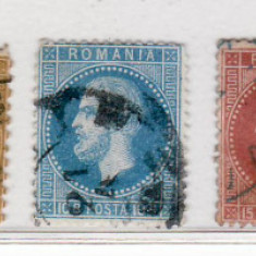 Romania 1872 Carol I 7 valori stampilate