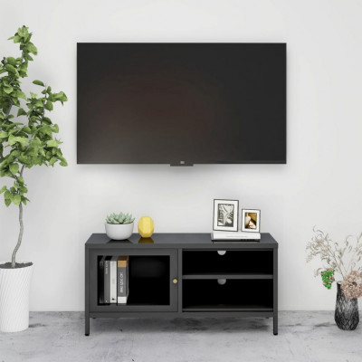 vidaXL Dulap TV, antracit, 90x30x44 cm, oțel și sticlă 336057 foto