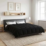vidaXL Duvet de iarnă Patos Negru 200 x 220 cm Microfibră 42026105