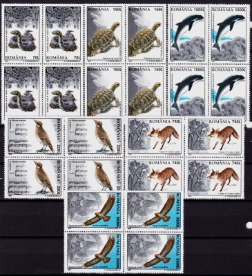 RO 1996 ,LP 1420 , &amp;quot;Fauna &amp;quot;, serie in bloc de 4 ,MNH foto
