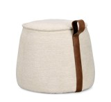 Cumpara ieftin Taburet textil crem piele maro Anila 50x41.5 cm