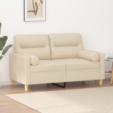 VidaXL Canapea cu 2 locuri cu pernuțe, crem, 120 cm, textil 3200815
