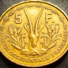 Moneda exotica 5 FRANCI - AFRICA OCCIDENTALA, anul 1956 * cod 3518