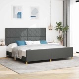VidaXL Cadru de pat cu headboard Gri &icirc;nchis 200 x 200 cm țesătură