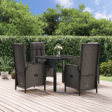 Cumpara ieftin Set mobilier de grădină cu perne, 5 piese, negru, poliratan