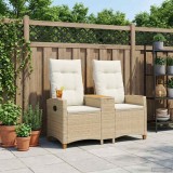 vidaXL Bancă reclinabilă cu masă Bej și alb crem 126 x 65 x 112 cm 42026816