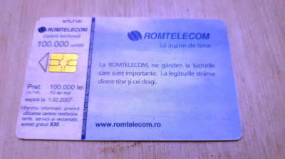 Cartela telefonica Romtelecom 2005, calendar, 100.000 lei foto