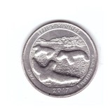 Moneda SUA 25 centi/quarter dollar 2017 P, Iowa Effigy Moundes, stare buna, America de Nord, Cupru-Nichel