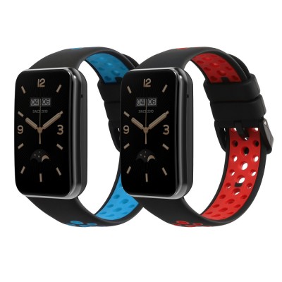 Set 2 Curele Kwmobile pentru Xiaomi Mi Band 7 Pro, Albastru/Rosu, Silicon, 59603.03 foto