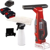 Einhell BRILLIANTO PXC + Twinpack + 4514095 - Aspirator pentru geamuri 280 mm 0.1 l accesorii + Set 2 acumulatori si incarcator Li-Ion 18 V 4 Ah
