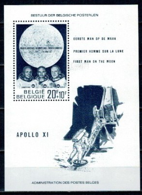 Belgia 1969 - Aselenizarea, primul om pe Luna, colita neuzata foto