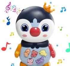 Jucarie interactiva muzicala cu functii si lumini, Pinguin, 15x9.5 cm, +12 luni