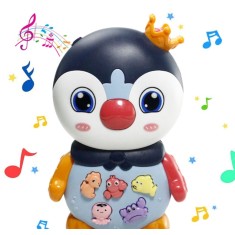 Jucarie interactiva muzicala cu functii si lumini, Pinguin, 15x9.5 cm, +12 luni