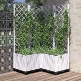 vidaXL Jardinieră de grădină cu spalier, alb, 80x80x136 cm, PP 153286
