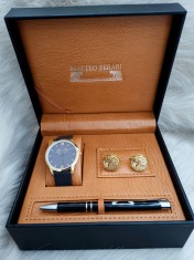 Set cadou pentru barbati Matteo Ferari, ceas, butoni, pix metalic MF040B110G foto