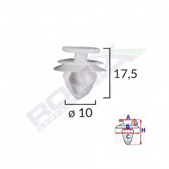 CLIPS TAPITERIE PENTRU CITROEN/PEUGEOT/VOLVO 10X17.5MM - GRI SET 10 BUC foto