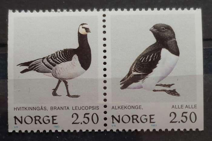 Norvegia 1983 păsări, fauna , serie 2v. nestampilata