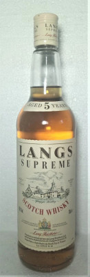 - WHISKY LANGS SUPREME, AGED 5 YEARS, CL 70 GR 40 ANII 90/2000 IMP. STOCK, ITALY foto