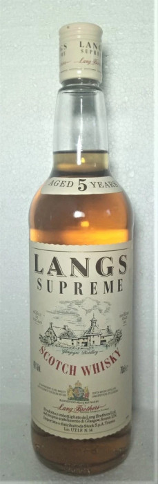 - WHISKY LANGS SUPREME, AGED 5 YEARS, CL 70 GR 40 ANII 90/2000 IMP. STOCK, ITALY