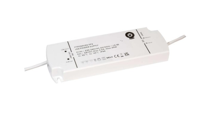T&aacute;pegys&eacute;g POS FTPC60V24-FP2, POS LED meghajt&oacute; 24V/2.5A CV, műanyag h&aacute;z, IP44, II-gen