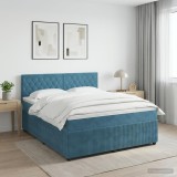 Cumpara ieftin Pat boxspring cu saltea Albastru inchis 160 x 200 cm Catifea