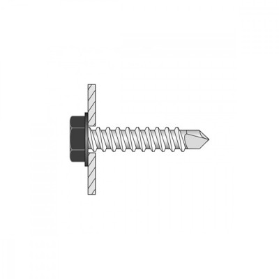 Surub policarbonat, 4.8x25 mm, cu saiba, prindere pe structura metalica, DIN7504K, zincat foto