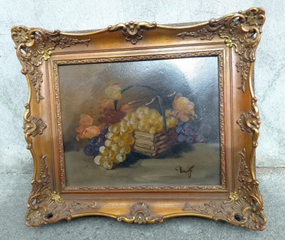 Pictura veche realizată in ulei,lucrare &amp;icirc;ncadrată &amp;icirc;ntr-o ramă din lemn Blondel foto