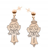 Little Angel - Cercei personalizati fetita ingeras cu tija din argint 925 placat cu aur roz
