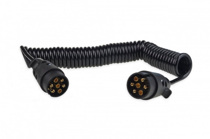 Cablu electric pentru remorca spiralat cu prize 7PIN 12V 6m