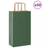vidaXL Pungi H&acirc;rtie Verde 21x11x36 cm, 50 buc, M&acirc;nere Maro, 6kg, Cadou, Cumparaturi, Reciclabile