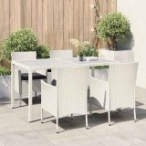 vidaXL Set mobilier de exterior cu perne, 5 piese, alb, poliratan 3094897