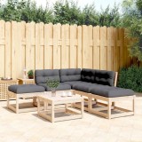 Set canapele gradina vidaXL, 5 piese, lemn masiv pin, perne incluse, modular, antracit