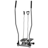 HOMCOM Stepper Fitness cu Maner, Bante Elastice, LCD, Oțel/ABS, Argintiu-Negru | Aosom Romania
