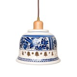 Pendul Deco Republic &bdquo;Radacini &ndash; Laleaua d&eacute;cor albastru&rdquo; E27, 1x60W, ceramica autentica Corund