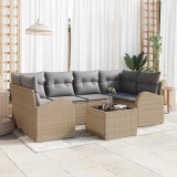 VidaXL Set de canapele pentru grădină 7 pcs Bej, Gri 55 x 55 x 37 cm