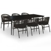 Set de servit masa pentru gradina, 7 piese, negru