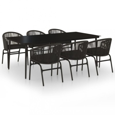 Set de servit masa pentru gradina, 7 piese, negru foto
