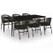 Set de servit masa pentru gradina, 7 piese, negru