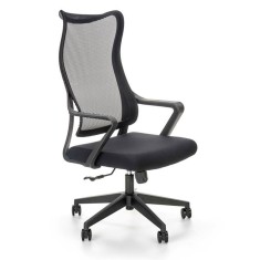 Scaun birou cu mesh Hm Loreto, ergonomic, suport lombar, baza polipropilena, mecanism de balans, inaltime reglabila, material respirabil, 100 kg, negr